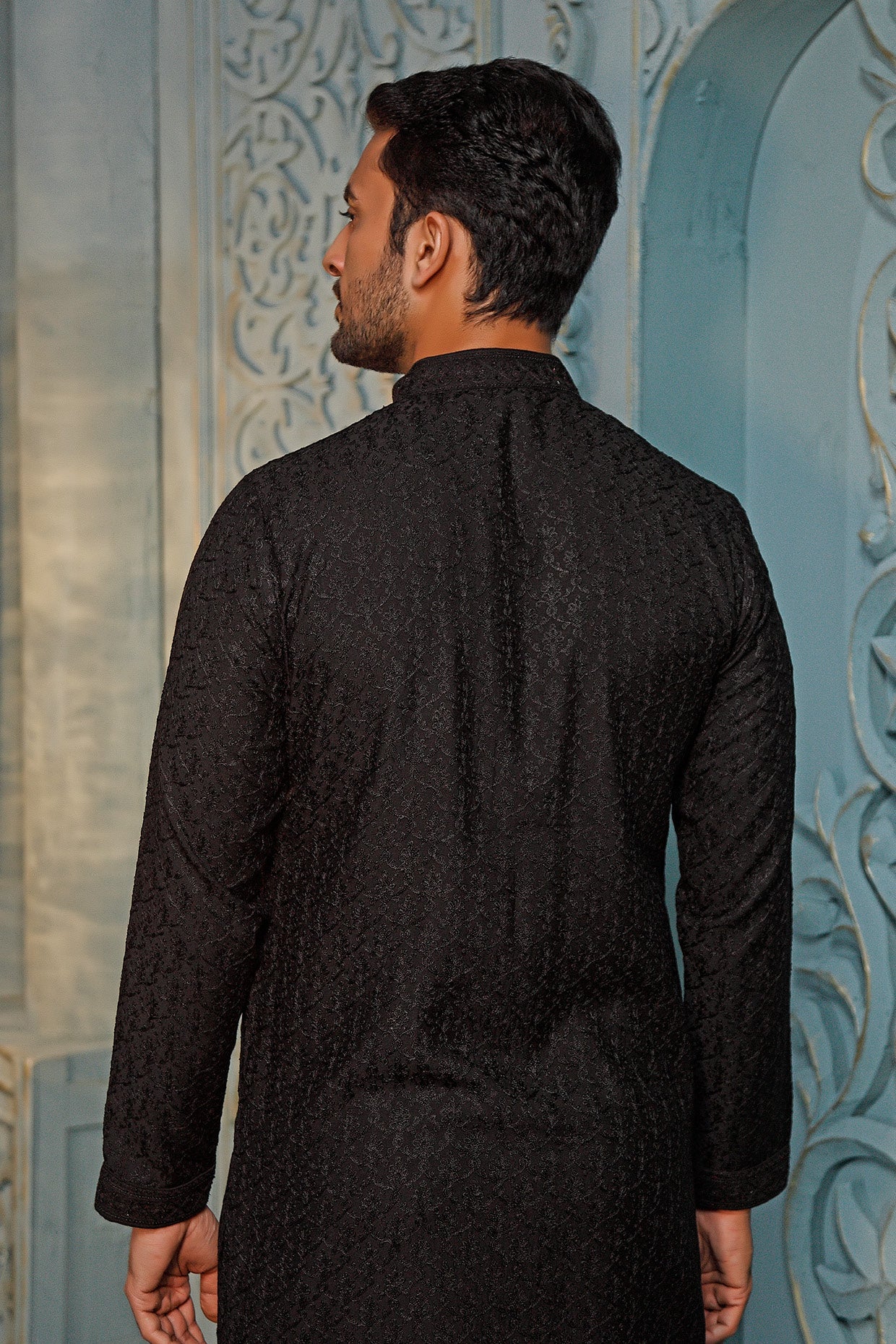 Black Resham Embroidered Kurta Set