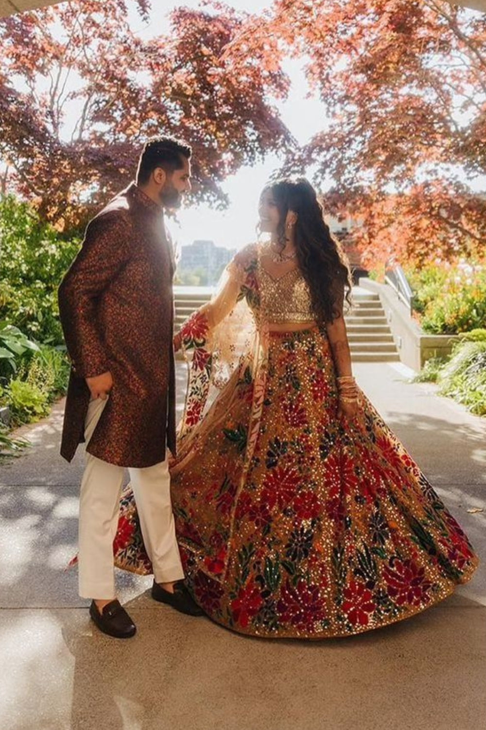 Multi Colour Blossom themed Sherwani Set