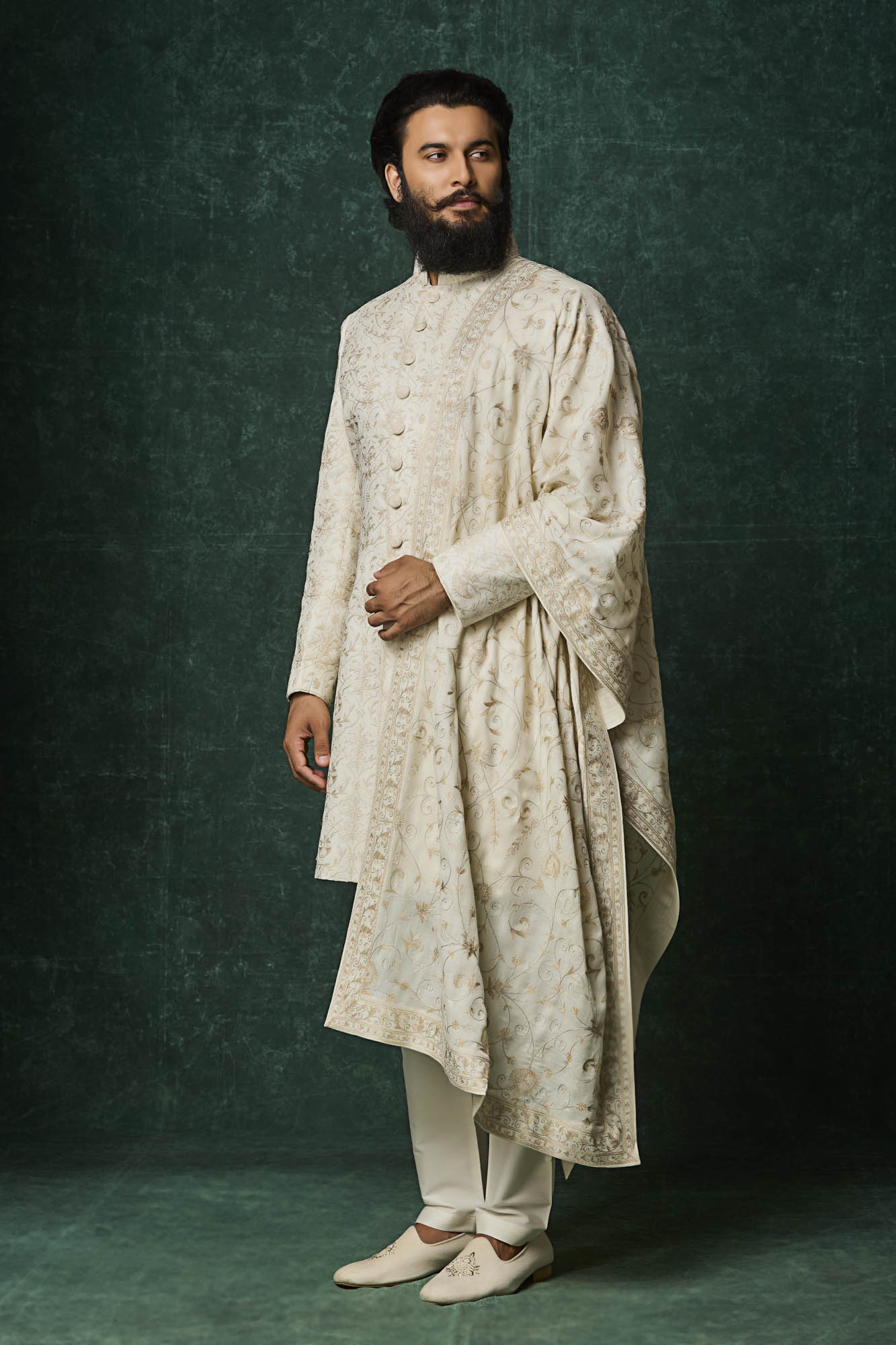 Pearl colour sherwani set