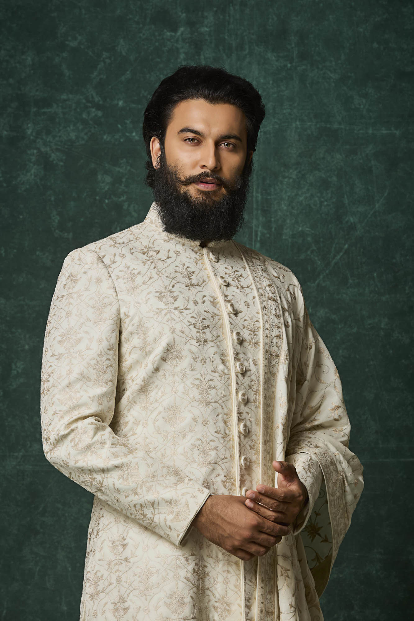 Pearl colour sherwani set