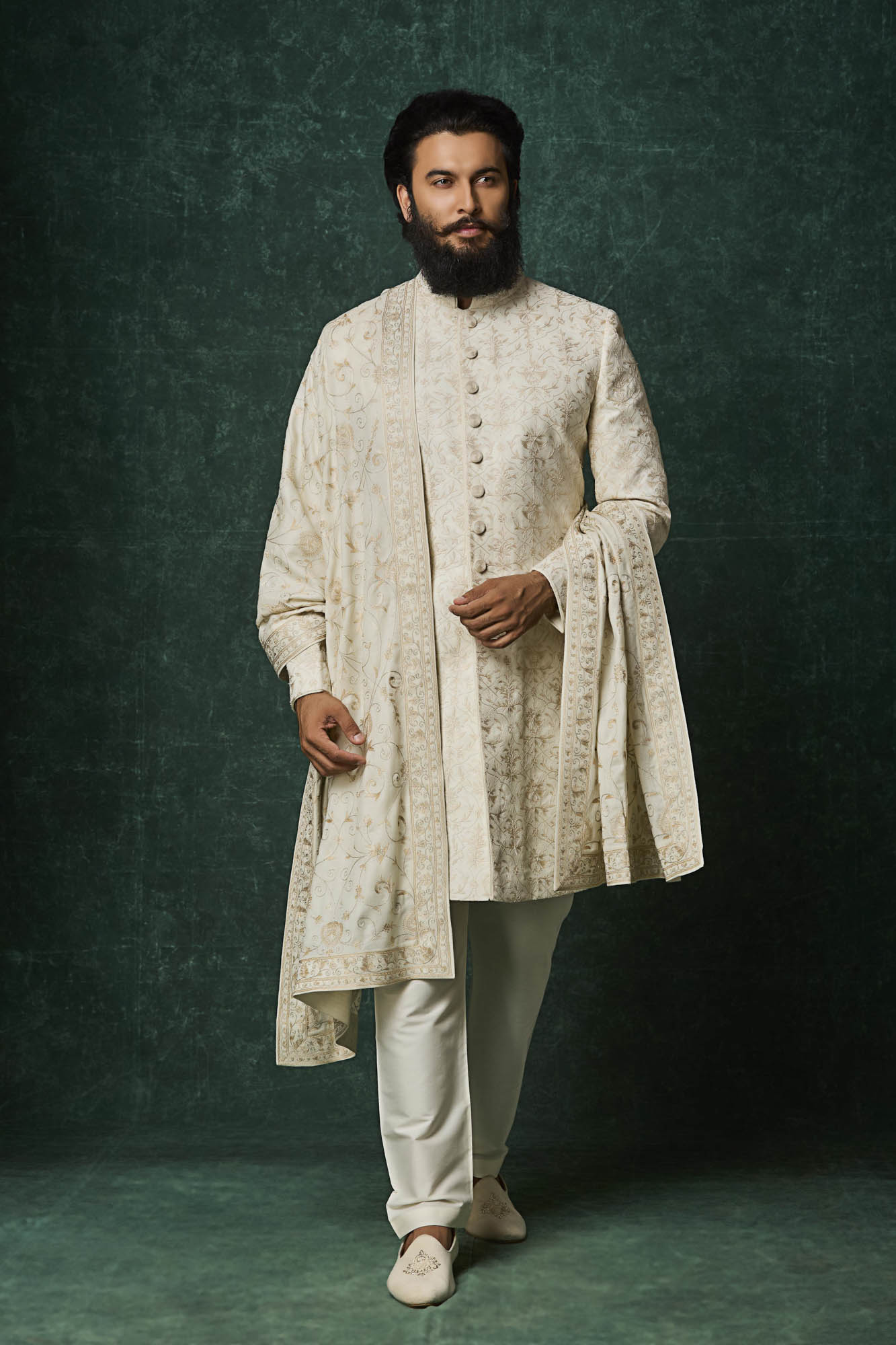 Pearl colour sherwani set