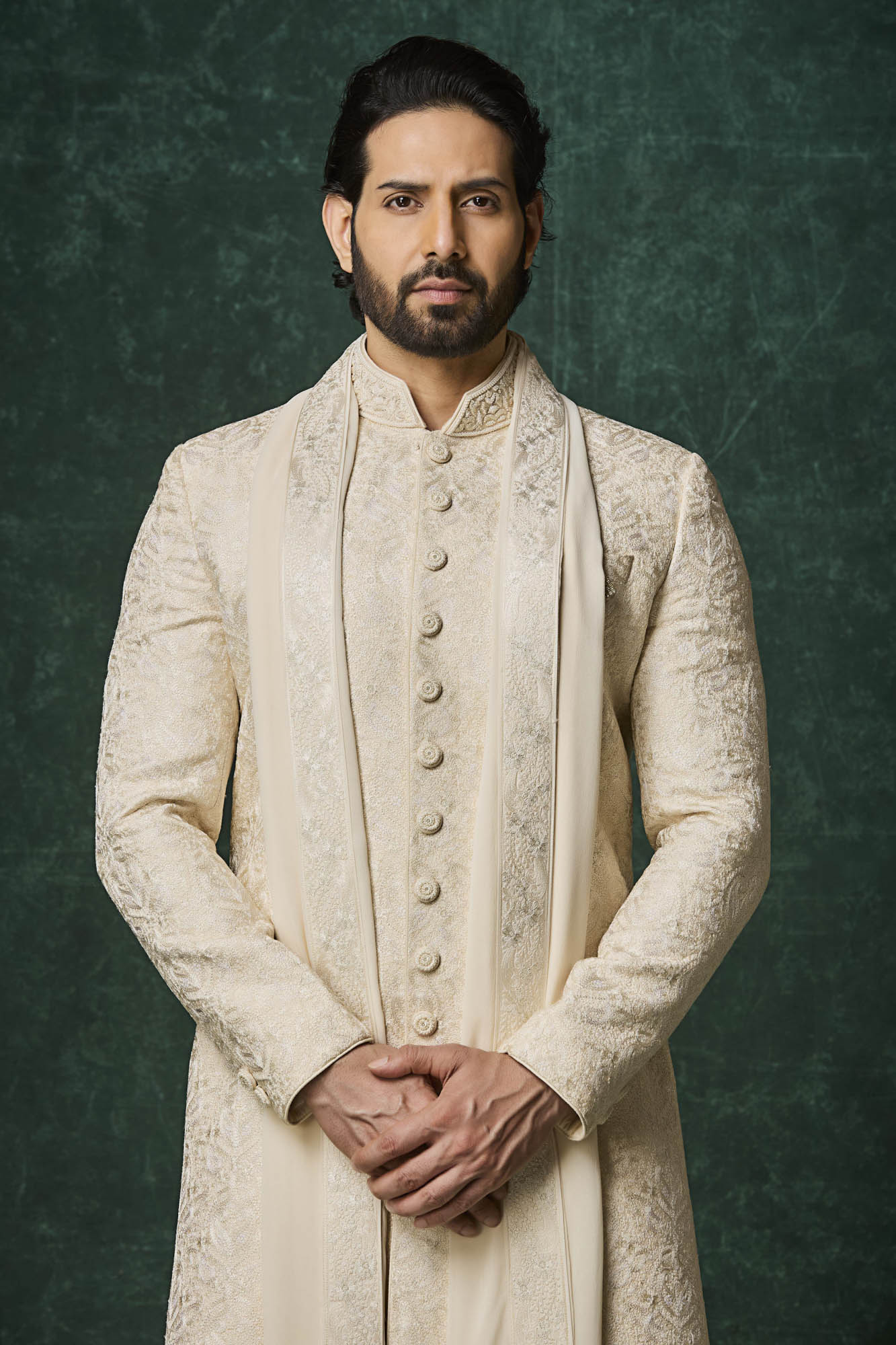 Pearl colour sherwani set