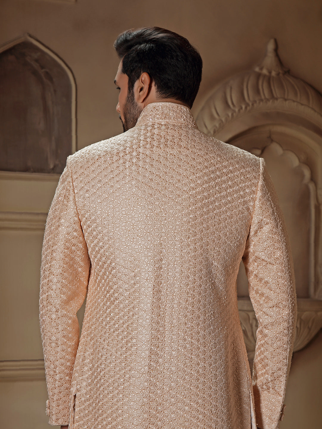 BLUSH SHERWANI WITH ALLOVER DIGITAL EMBROIDERY