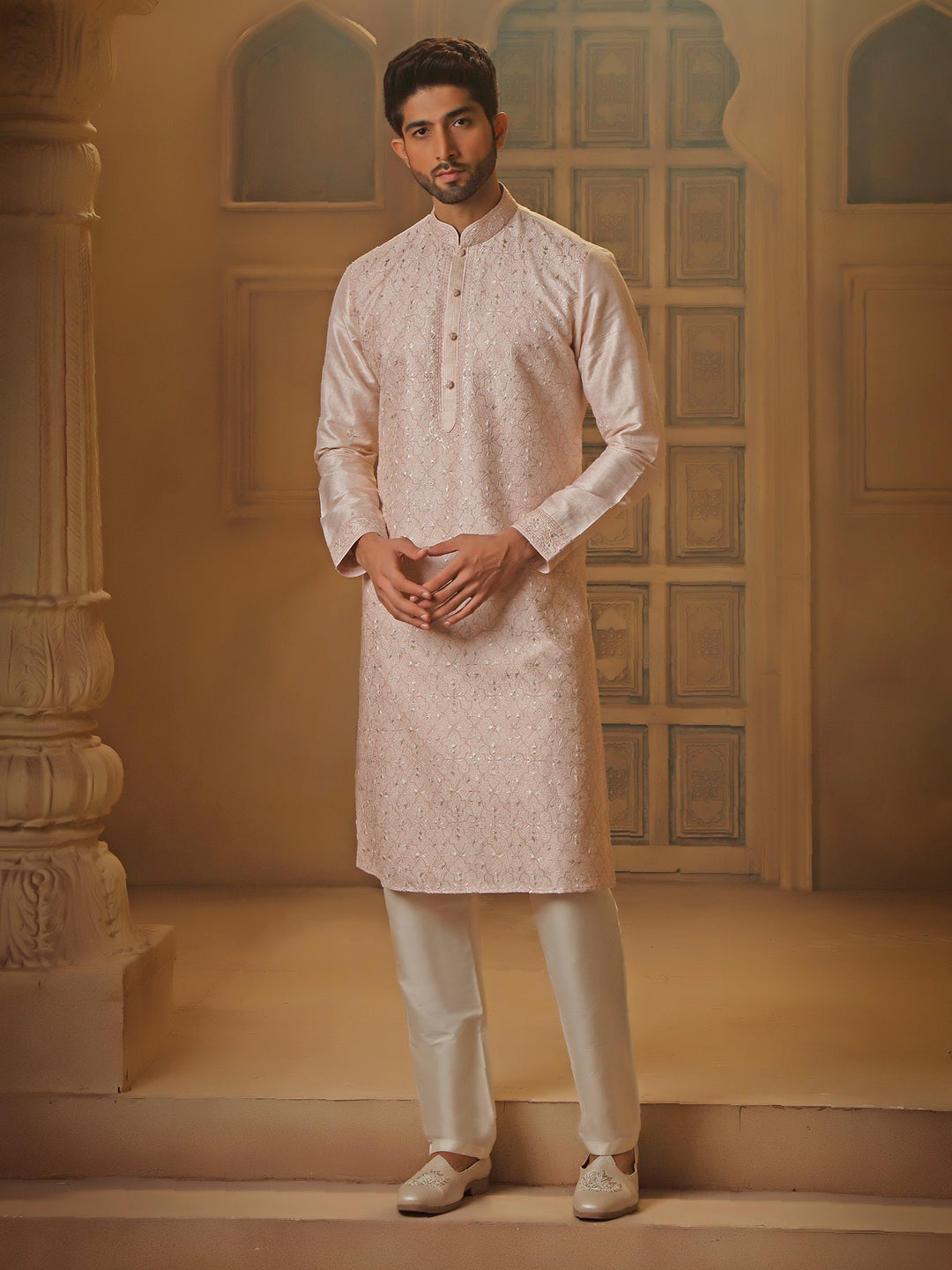 RAWSILK KURTA SET WITH MULTI THREAD EMBROIDERY