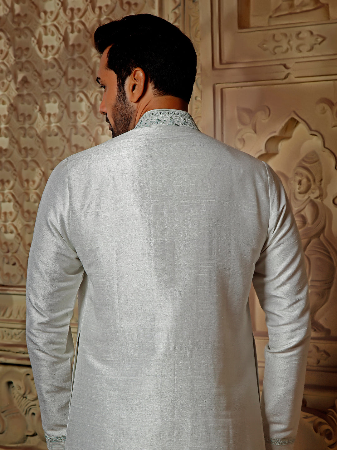 RAWSILK KURTA SET WITH MIRRORWORK EMBROIDERY