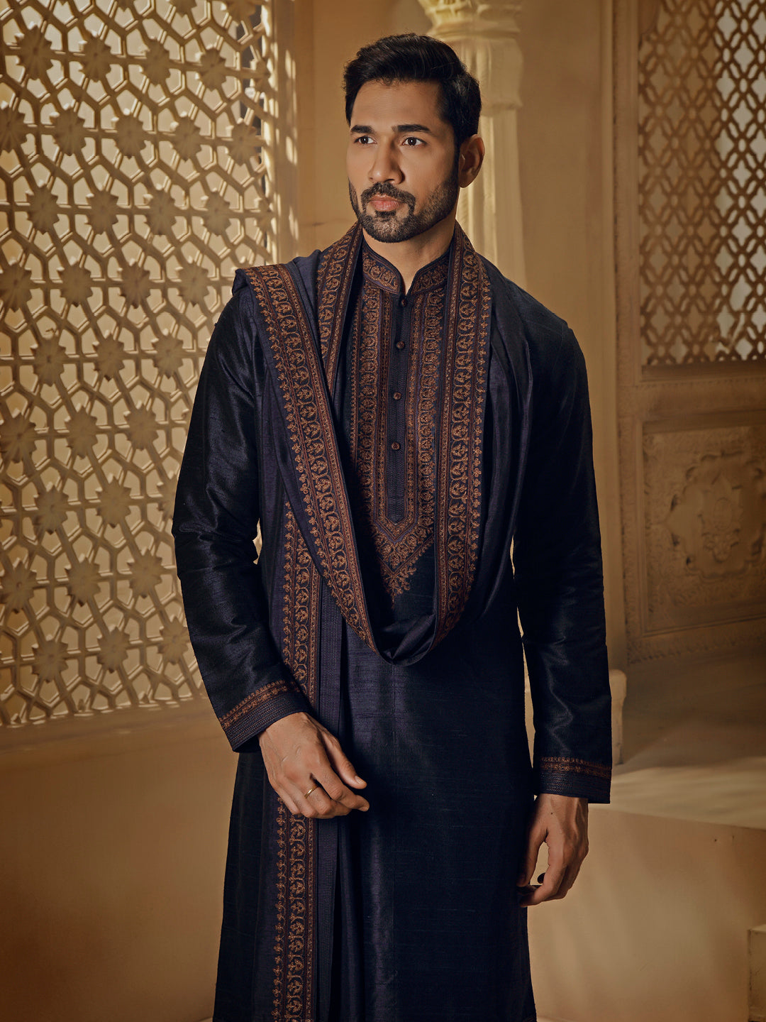 Blue Tilla Embroidery Kurta Set