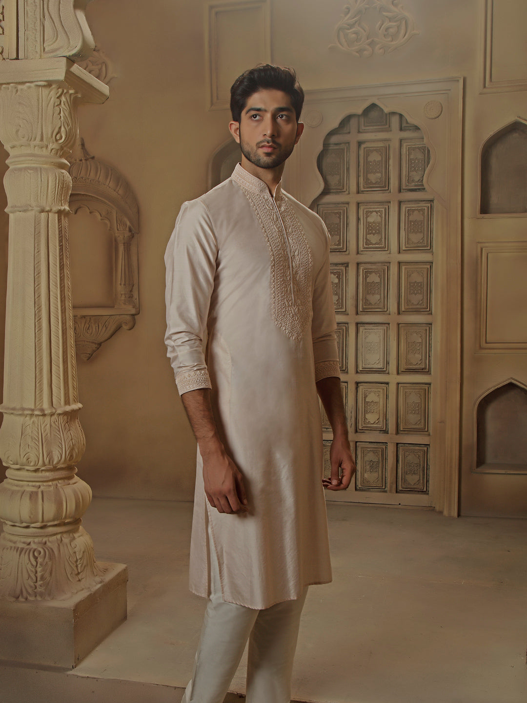 Blush Spun Silk Kurta Set