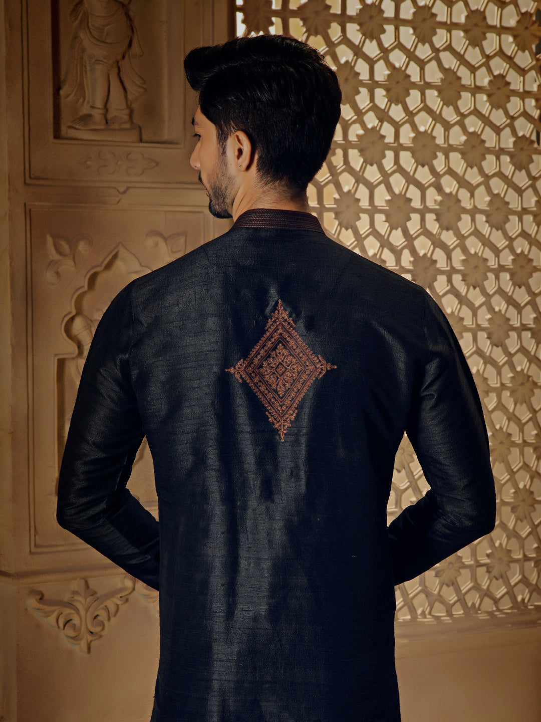 Black Tilla Embroidery Kurta Set