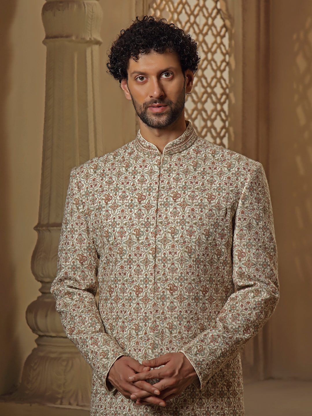 Multicolour Kashmiri Sherwani Set