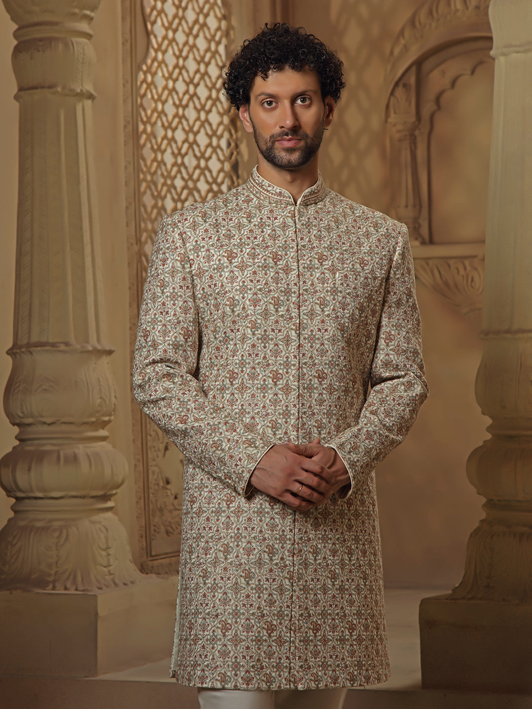 Multicolour Kashmiri Sherwani Set