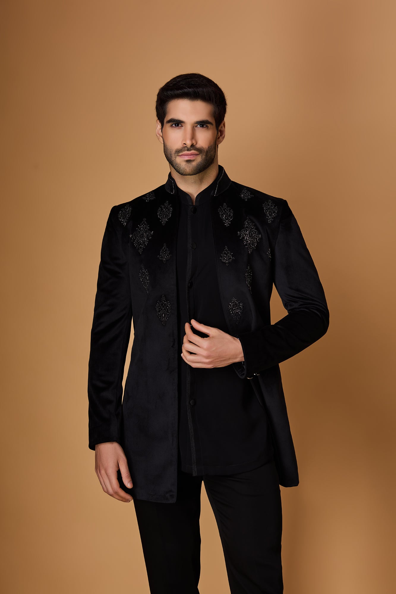 Black Indowestern Set