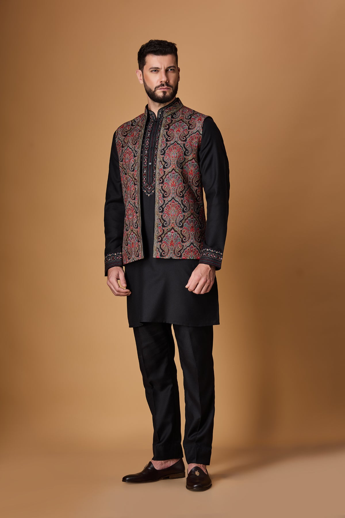 Black Paschmina Bundi Set