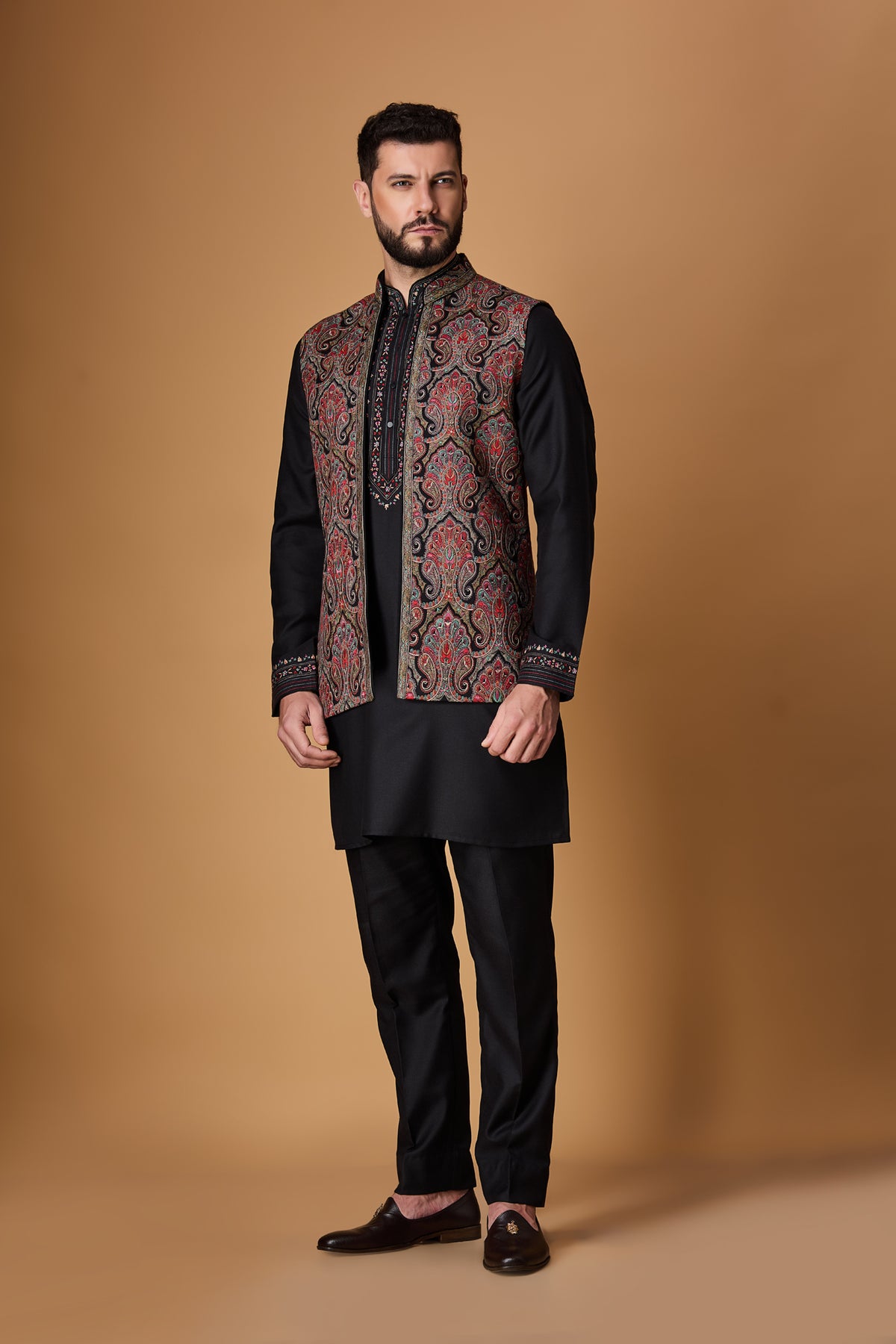 Black Paschmina Bundi Set