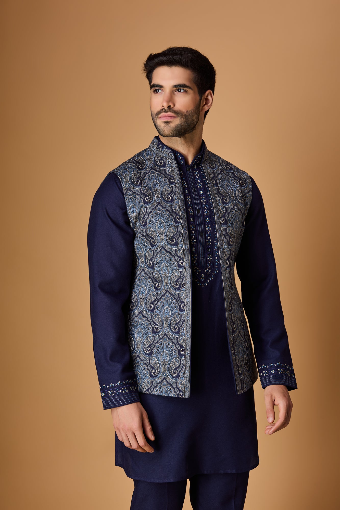 Blue Paschmina Bundi Set