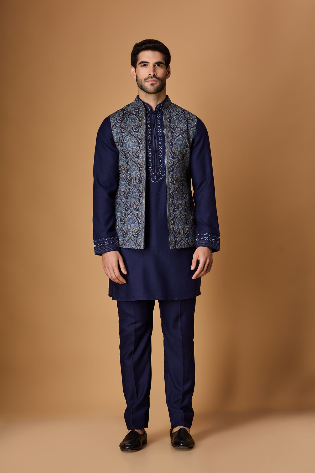 Blue Paschmina Bundi Set