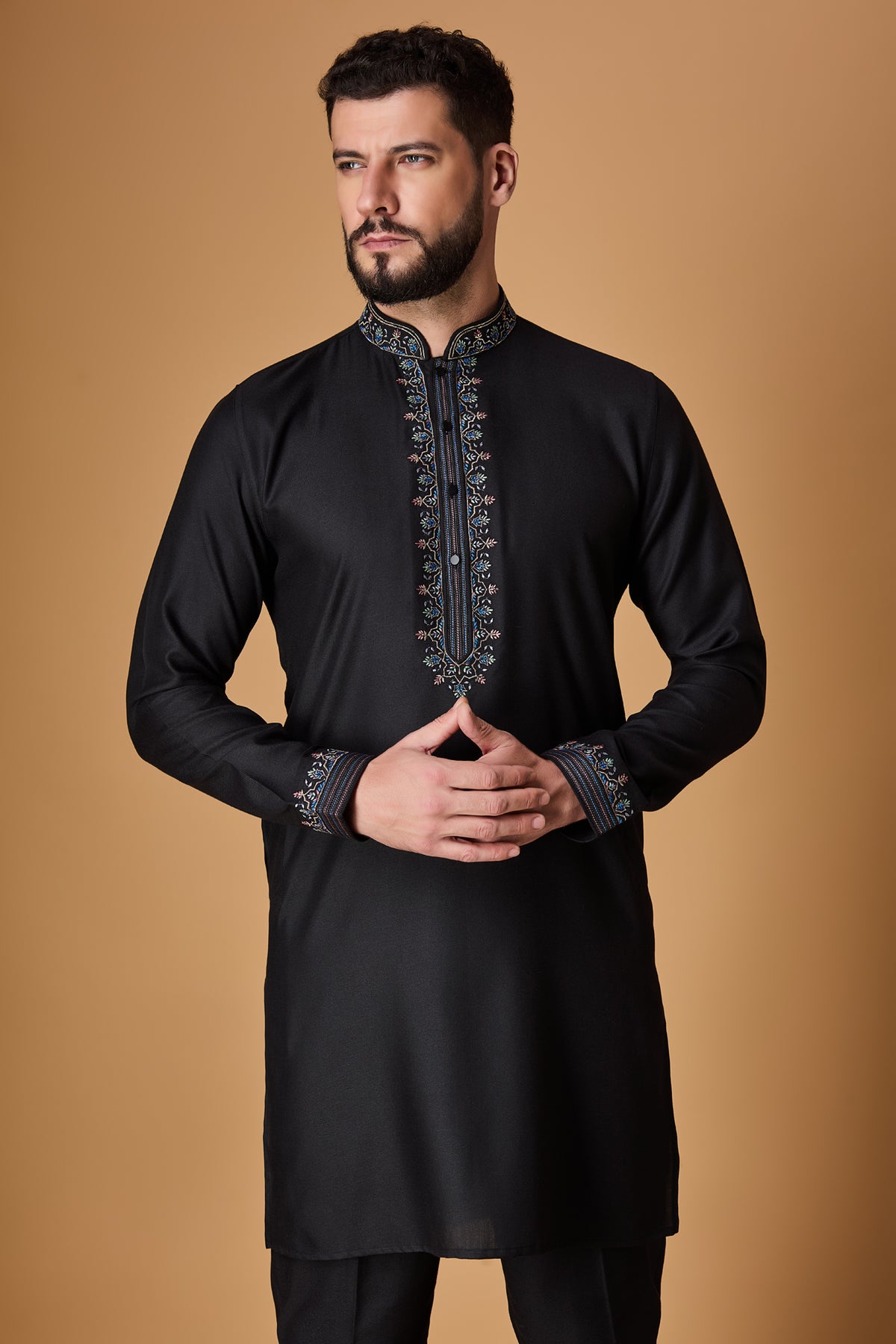 Black Blue Pachmina Bundi Set