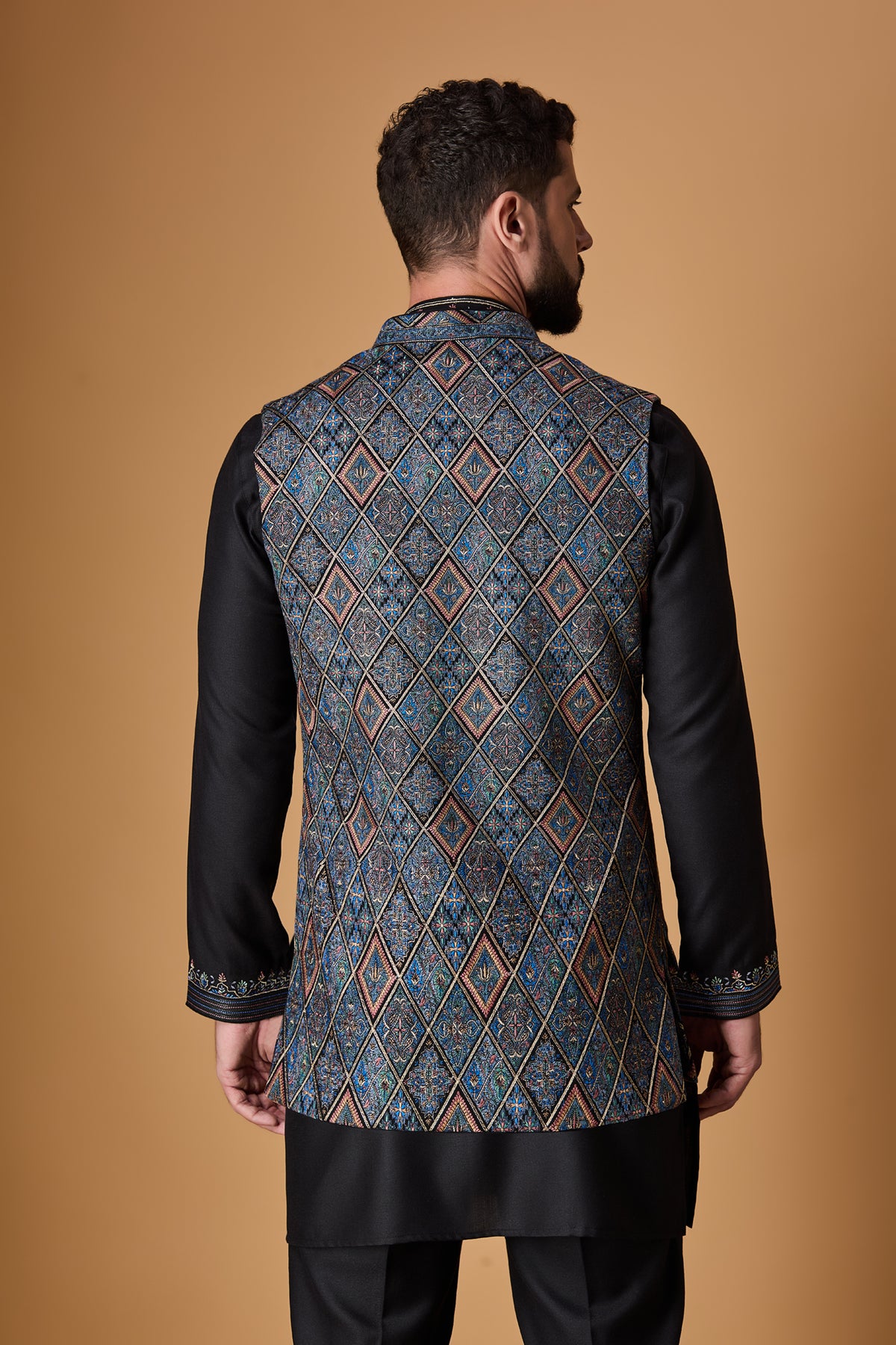 Black Blue Pachmina Bundi Set