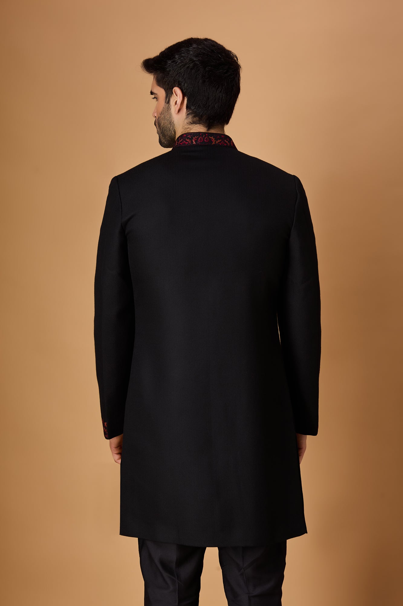 Black Paschmina Sherwani Set