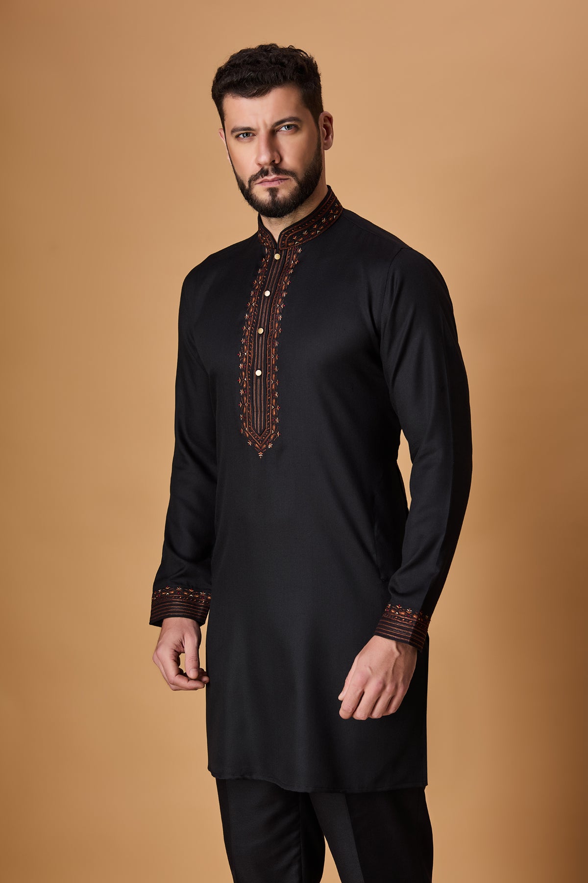 Black Rust Pashmina Bundi Set