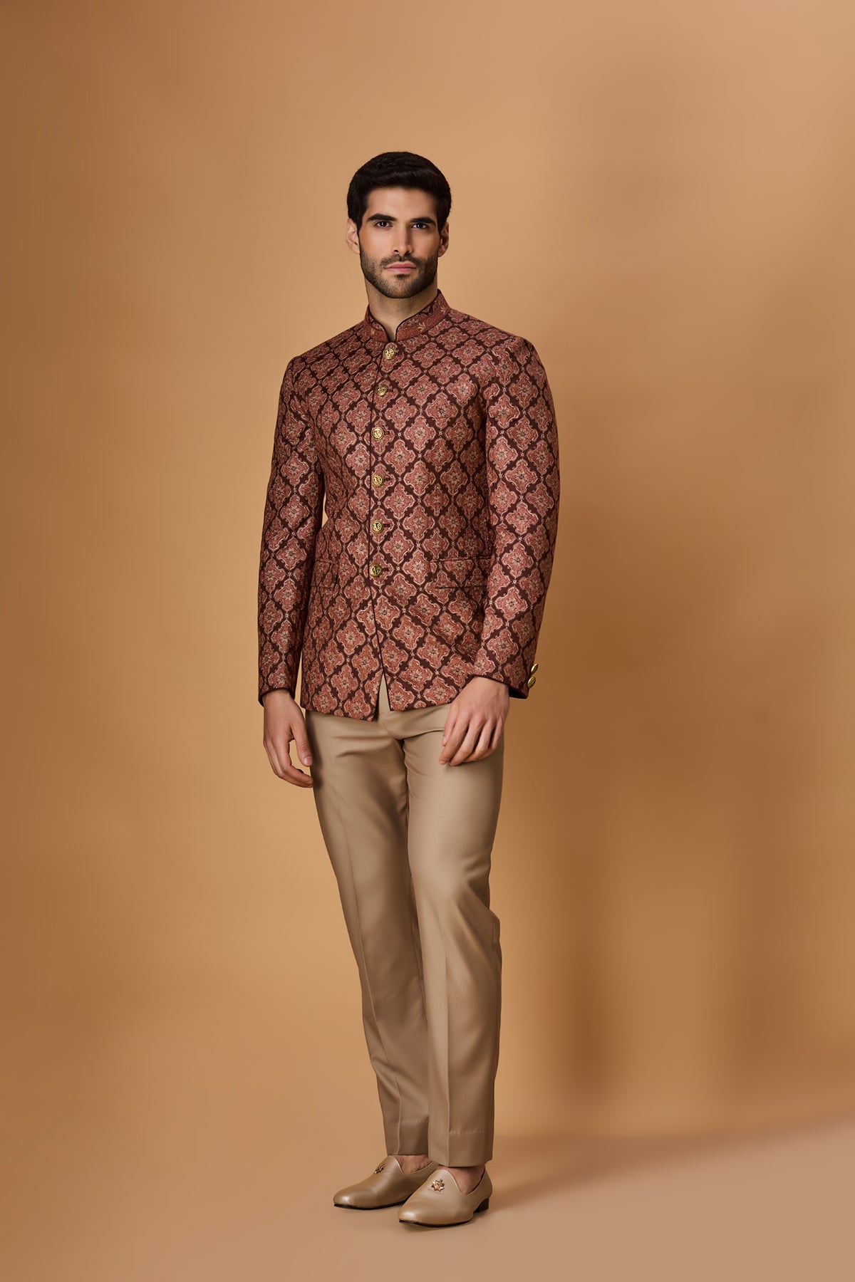 Brown Pachmina Jacket Set