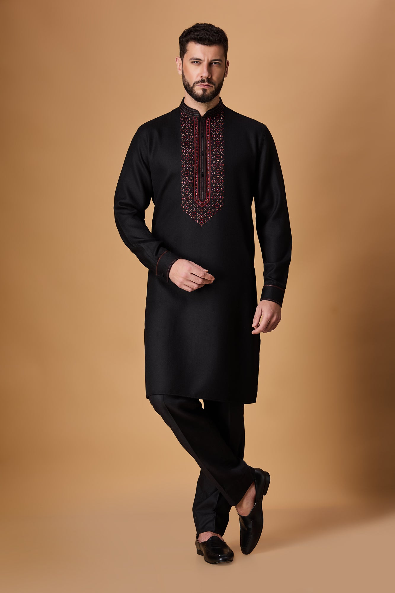 Black Pachmina Kurta Set