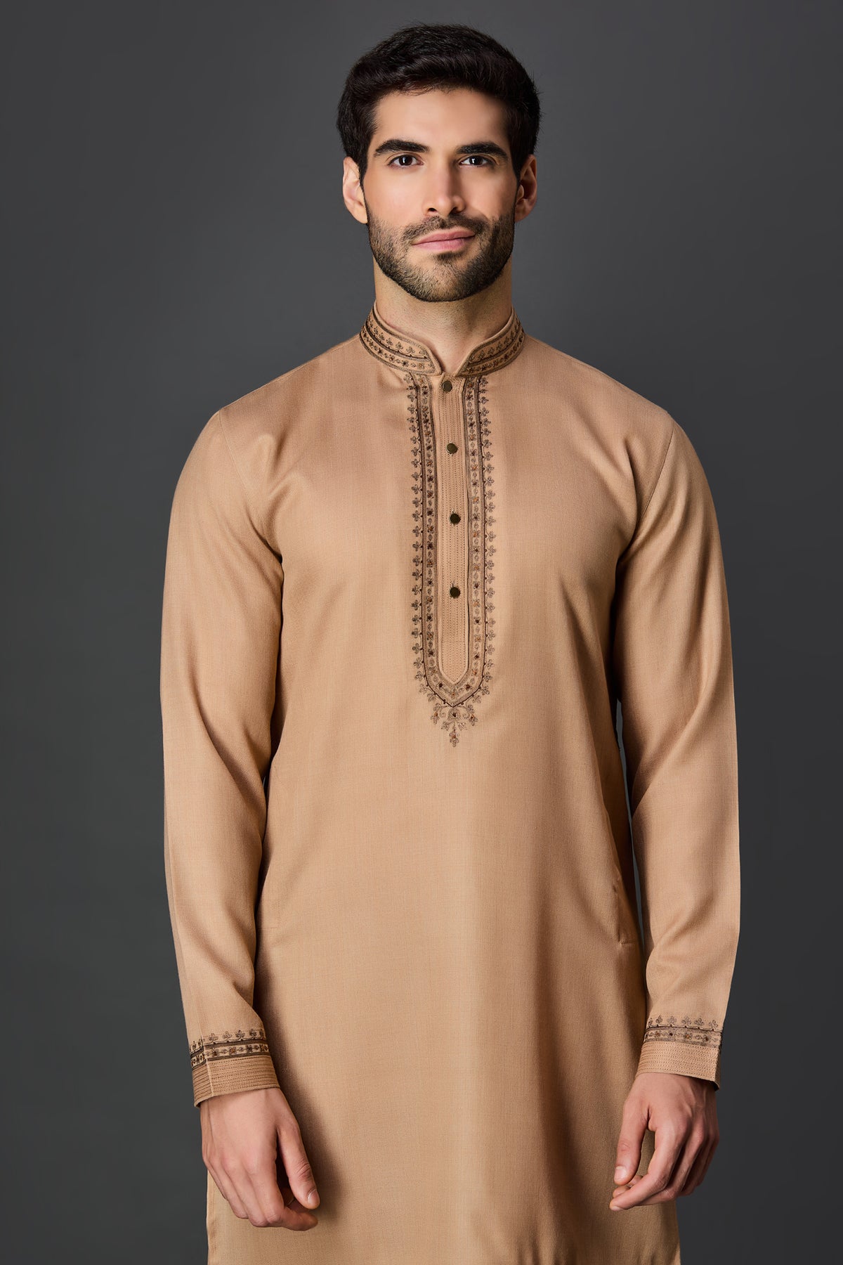 Beige Paschmina Bundi Set