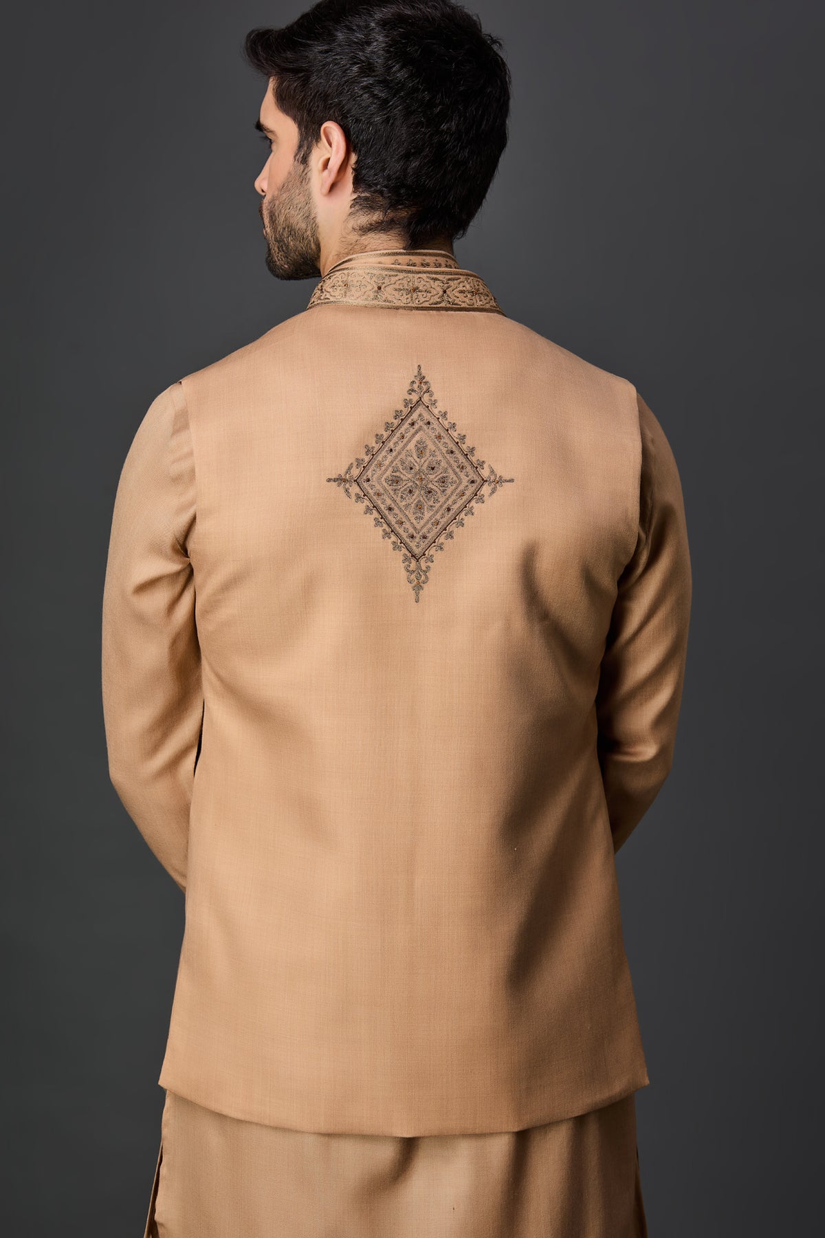 Beige Paschmina Bundi Set