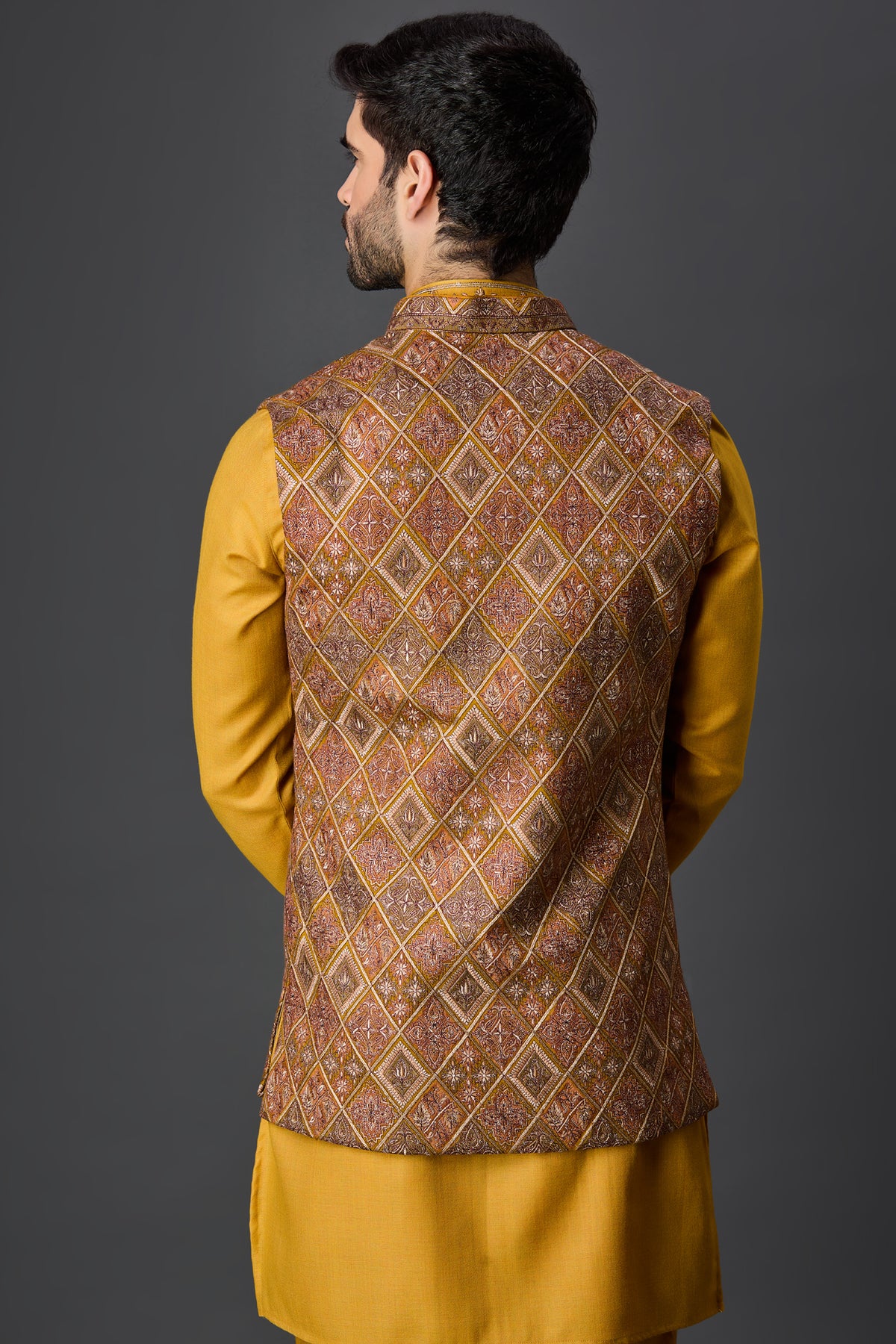 Mustard Paschmina Bundi Set