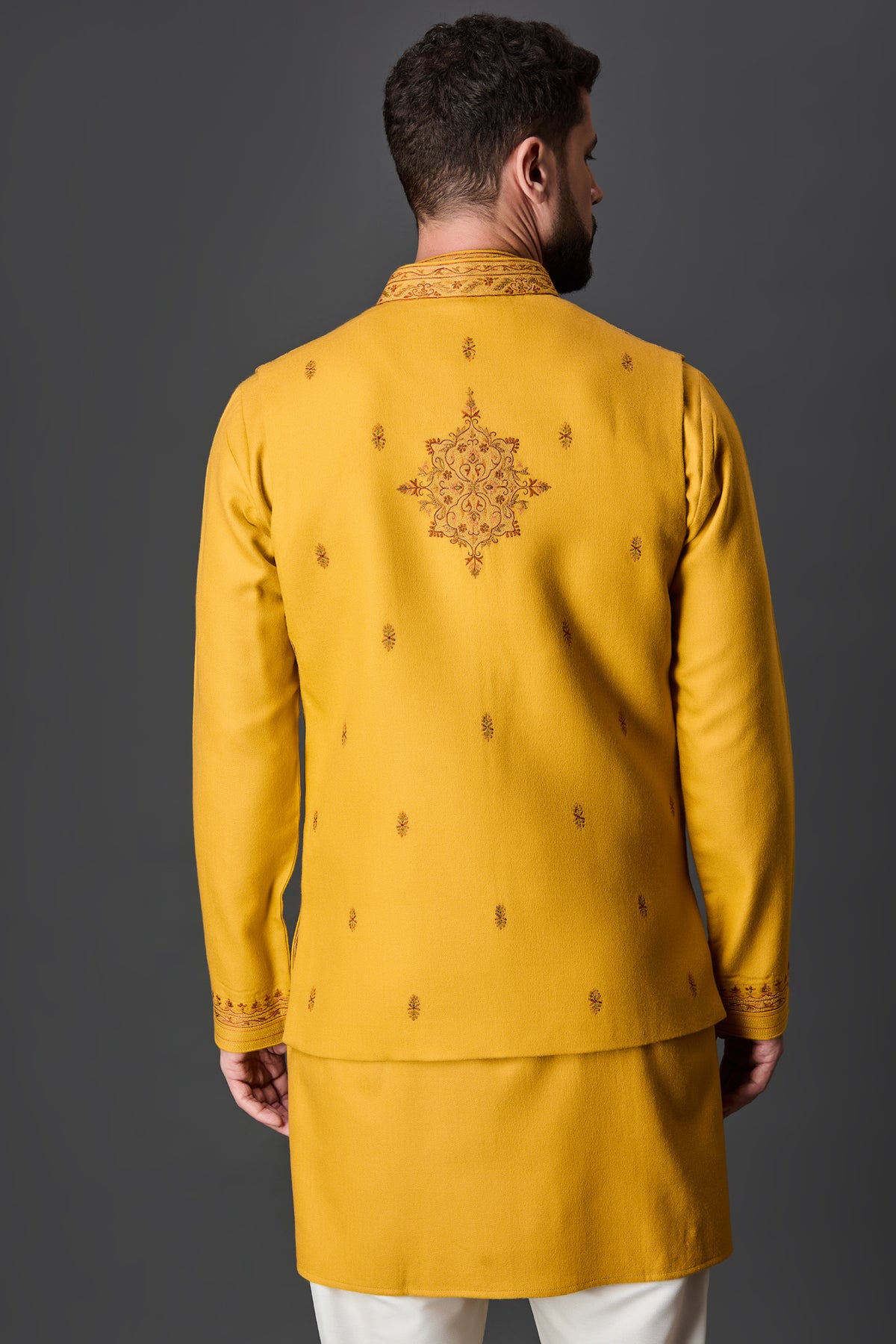 Mustard Paschmina Bundi Set