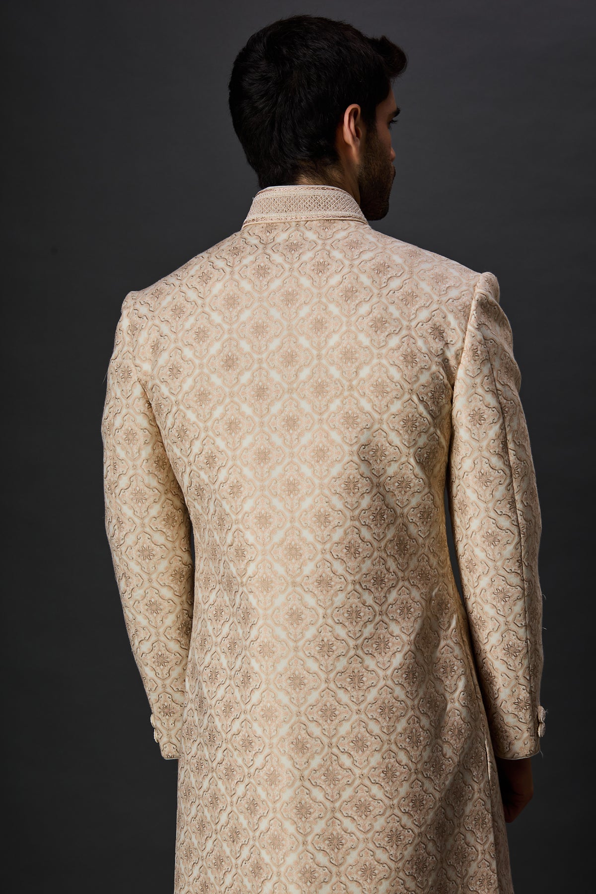 Cream Paschmina Sherwani Set