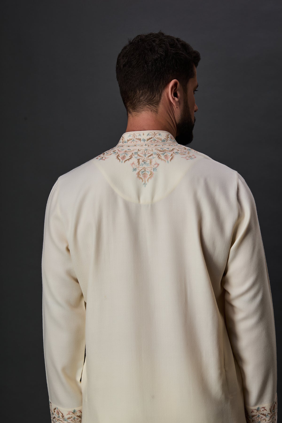 Cream Kashmiri Embroidery Kurta Set