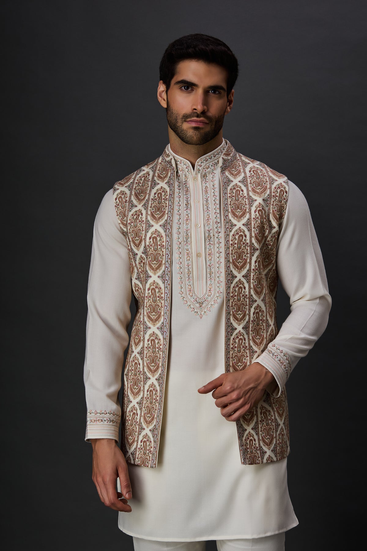 Cream Paschmina Bundi Set