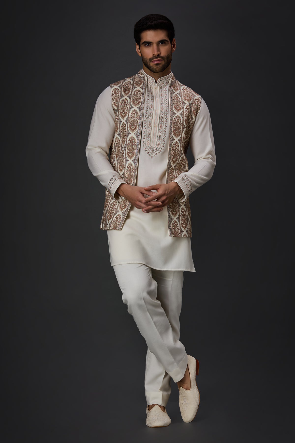 Cream Paschmina Bundi Set