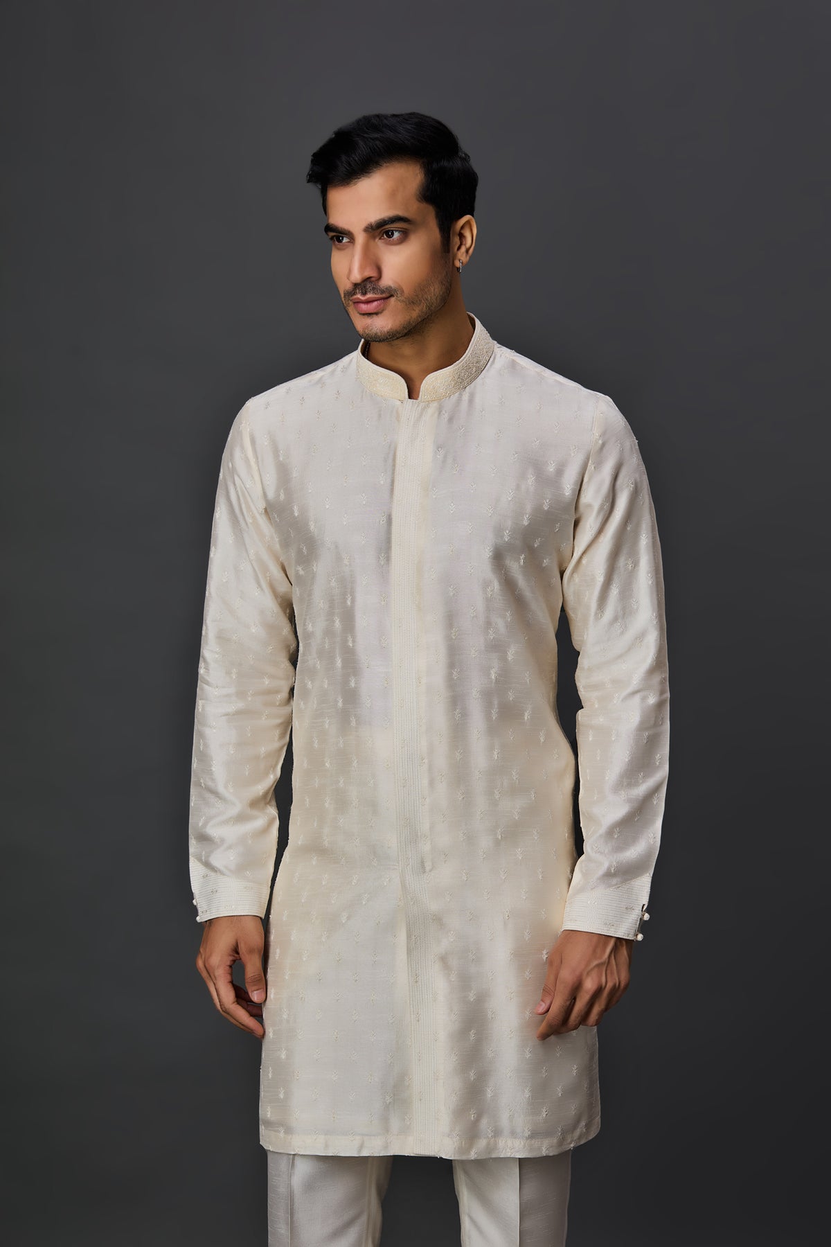 Blush pearl toned kurta bundi set