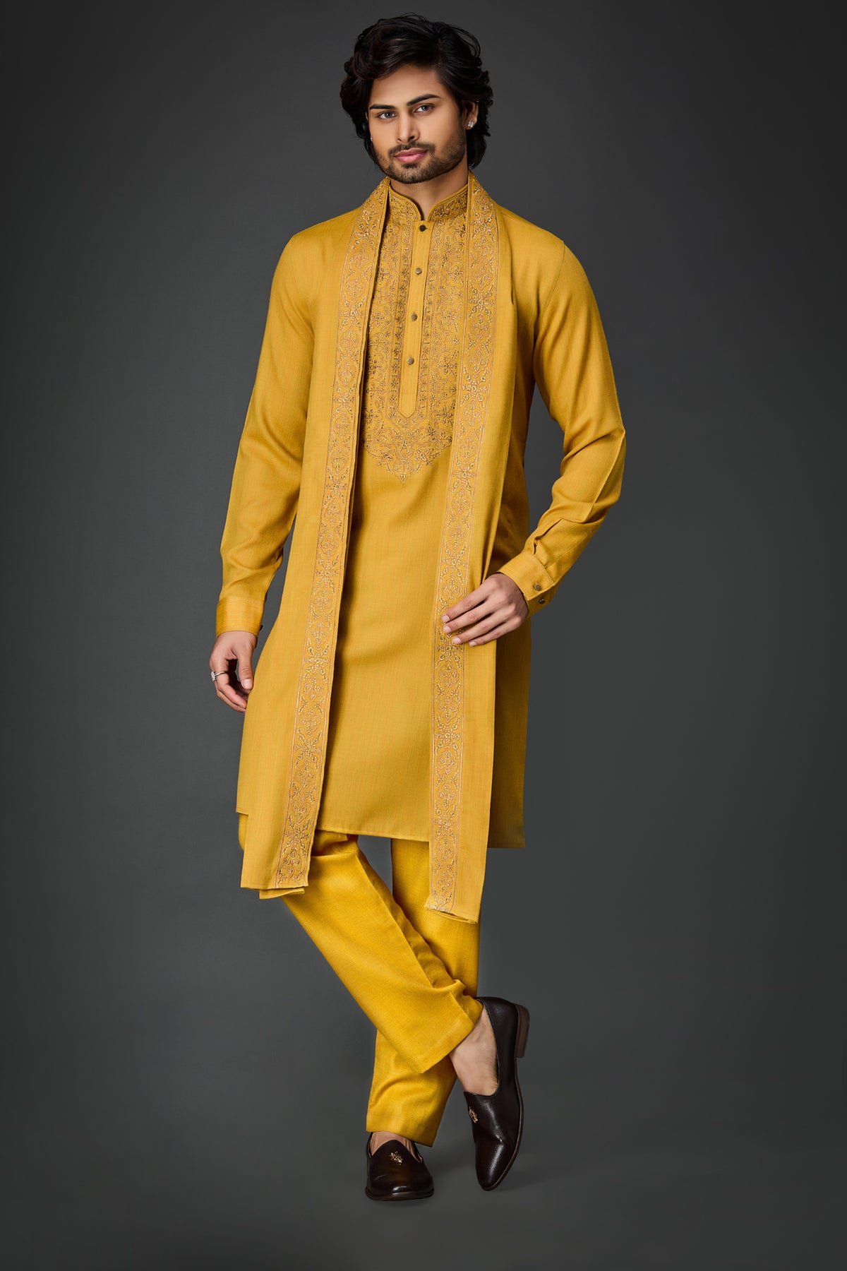 Mustard Yellow Paschmina Kurta Set