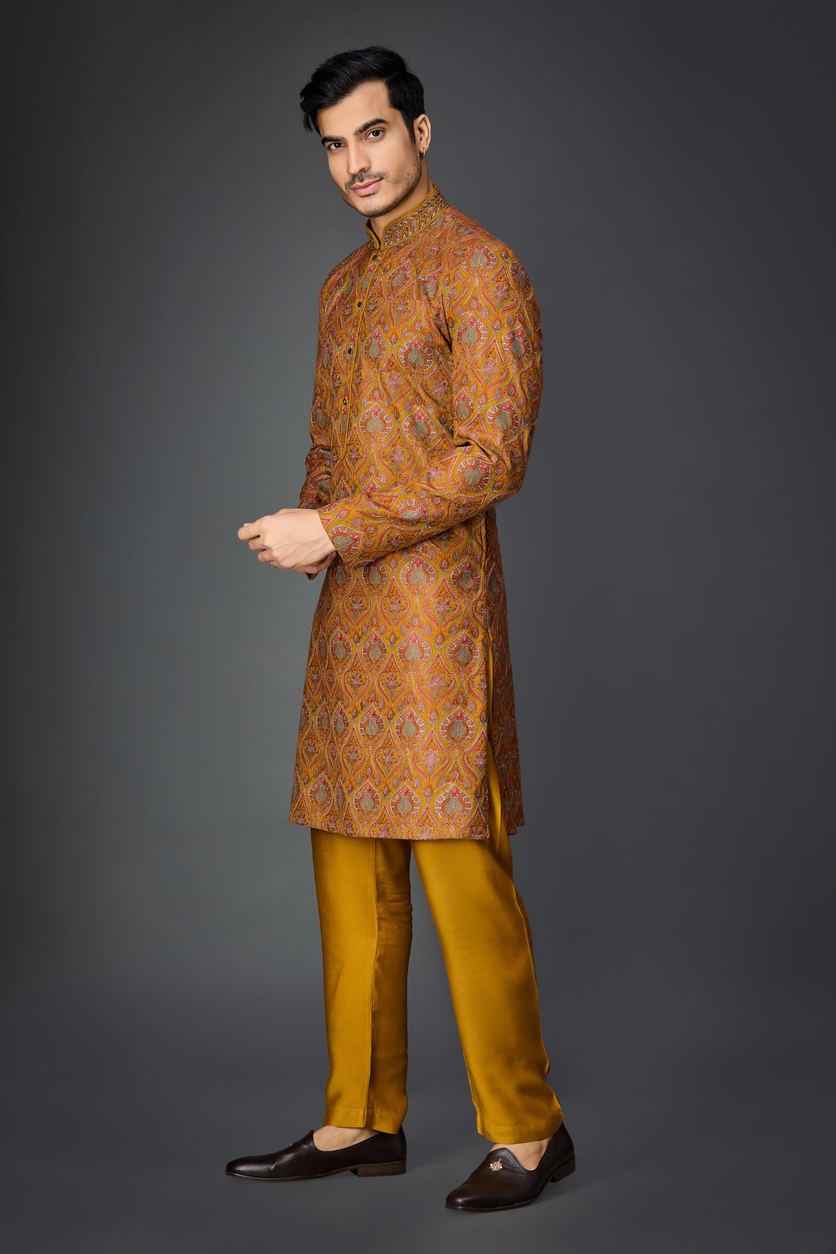 Yellow Mustard Kurta Paschmina Set