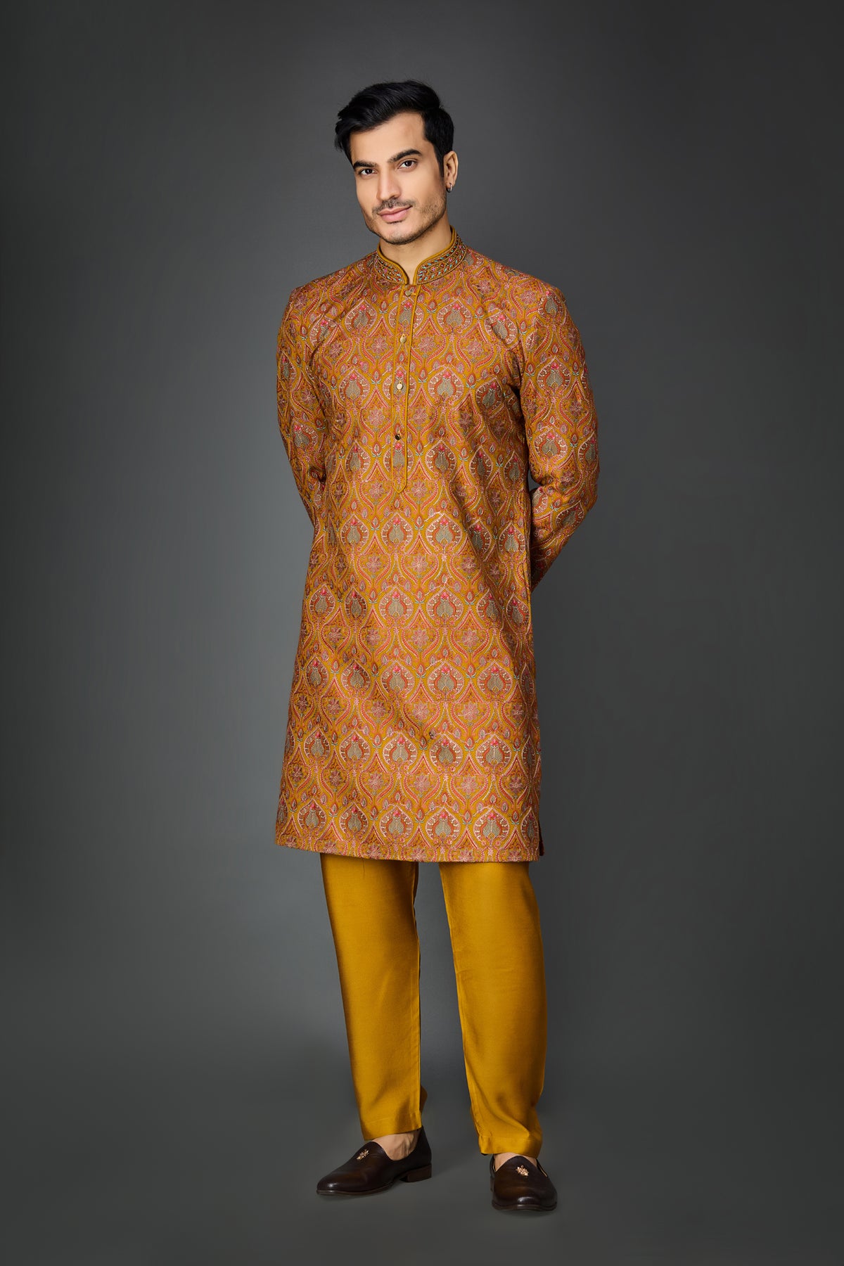 Yellow Mustard Kurta Paschmina Set