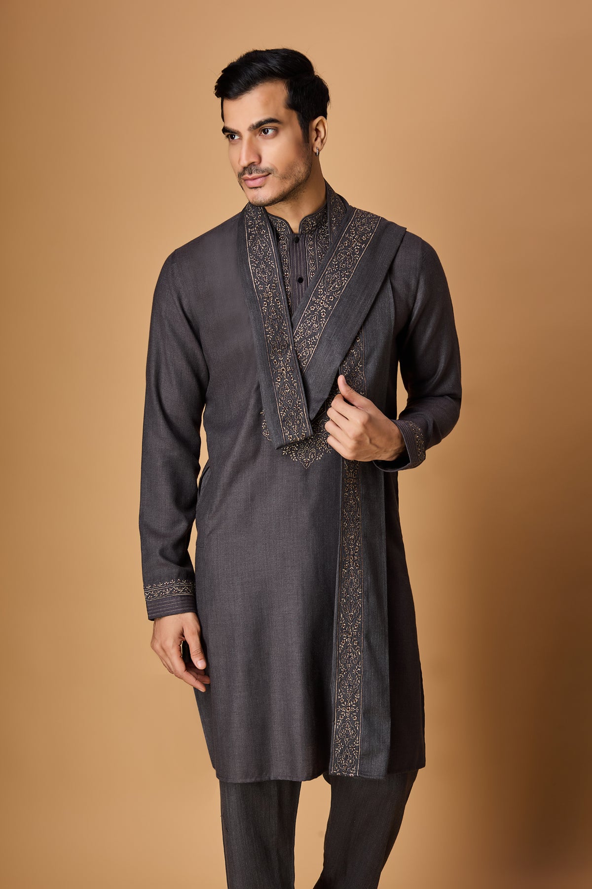 Grey Paschmina Kurta Set