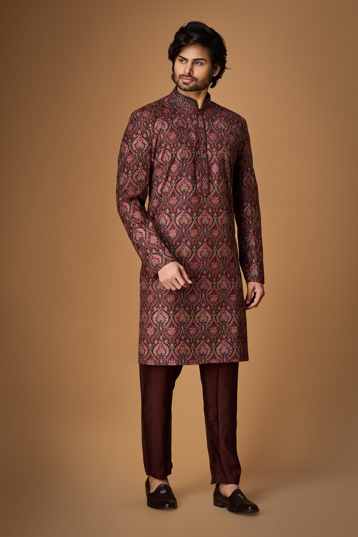Brown Paschmina Kurta Set