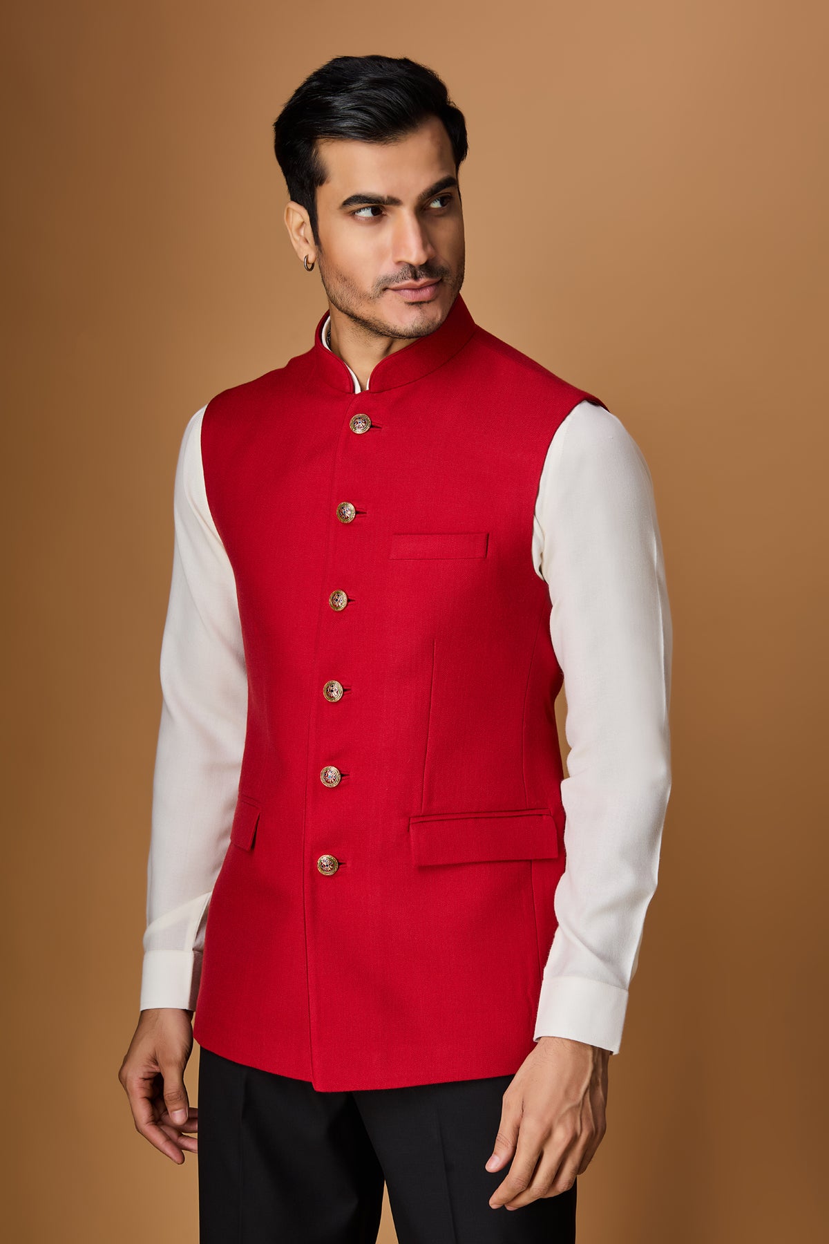 Red bundi shirt trouser set