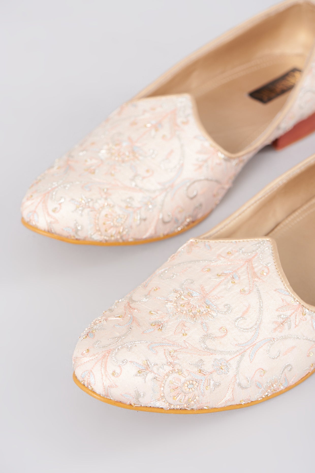 Peach Embroidered Mojdi Shoes