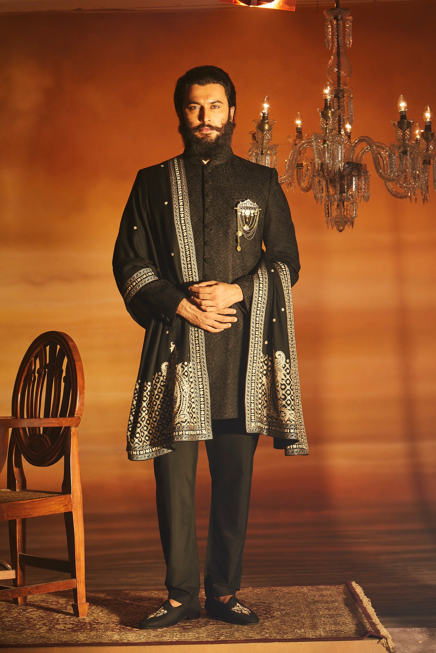 Black Sherwani set