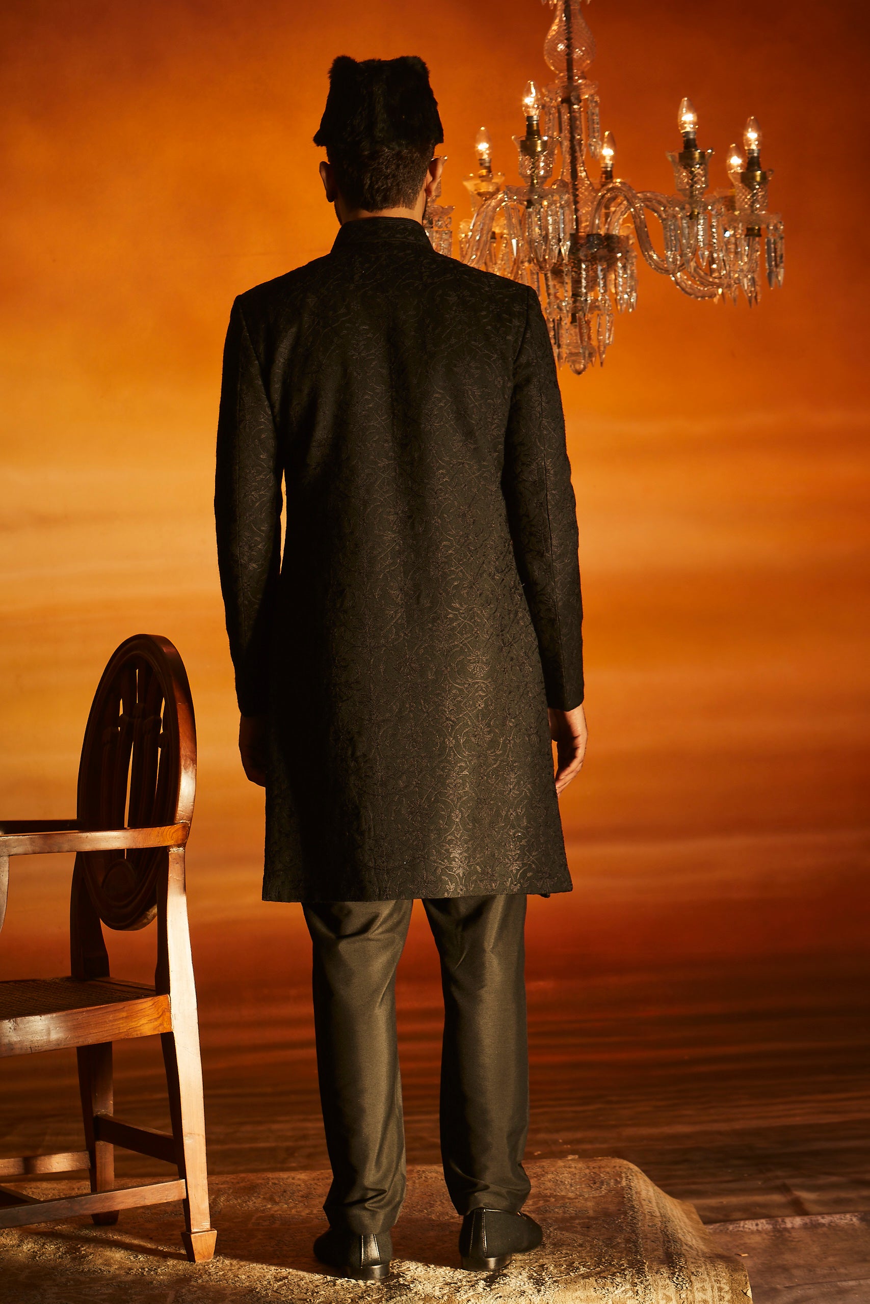 Black Sherwani set