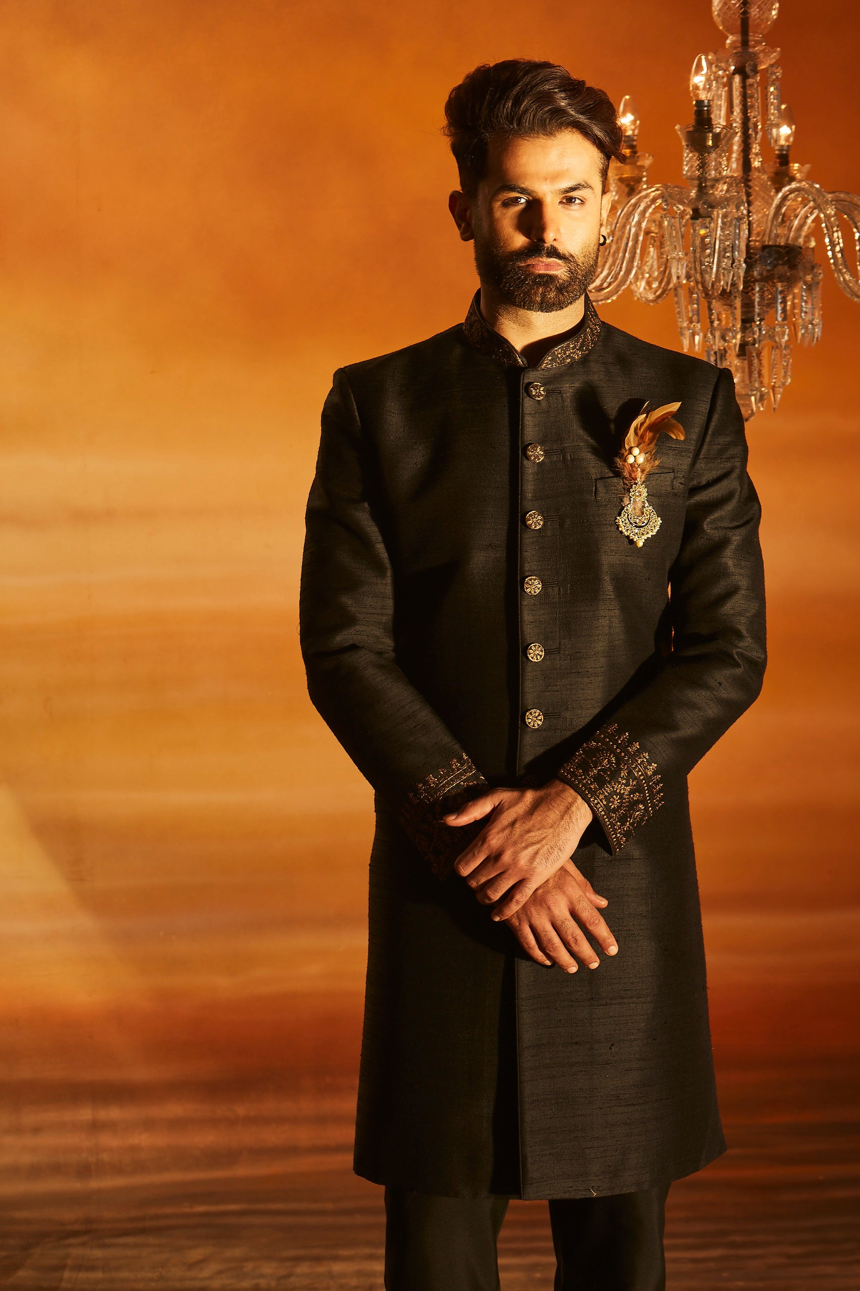 Black Sherwani set