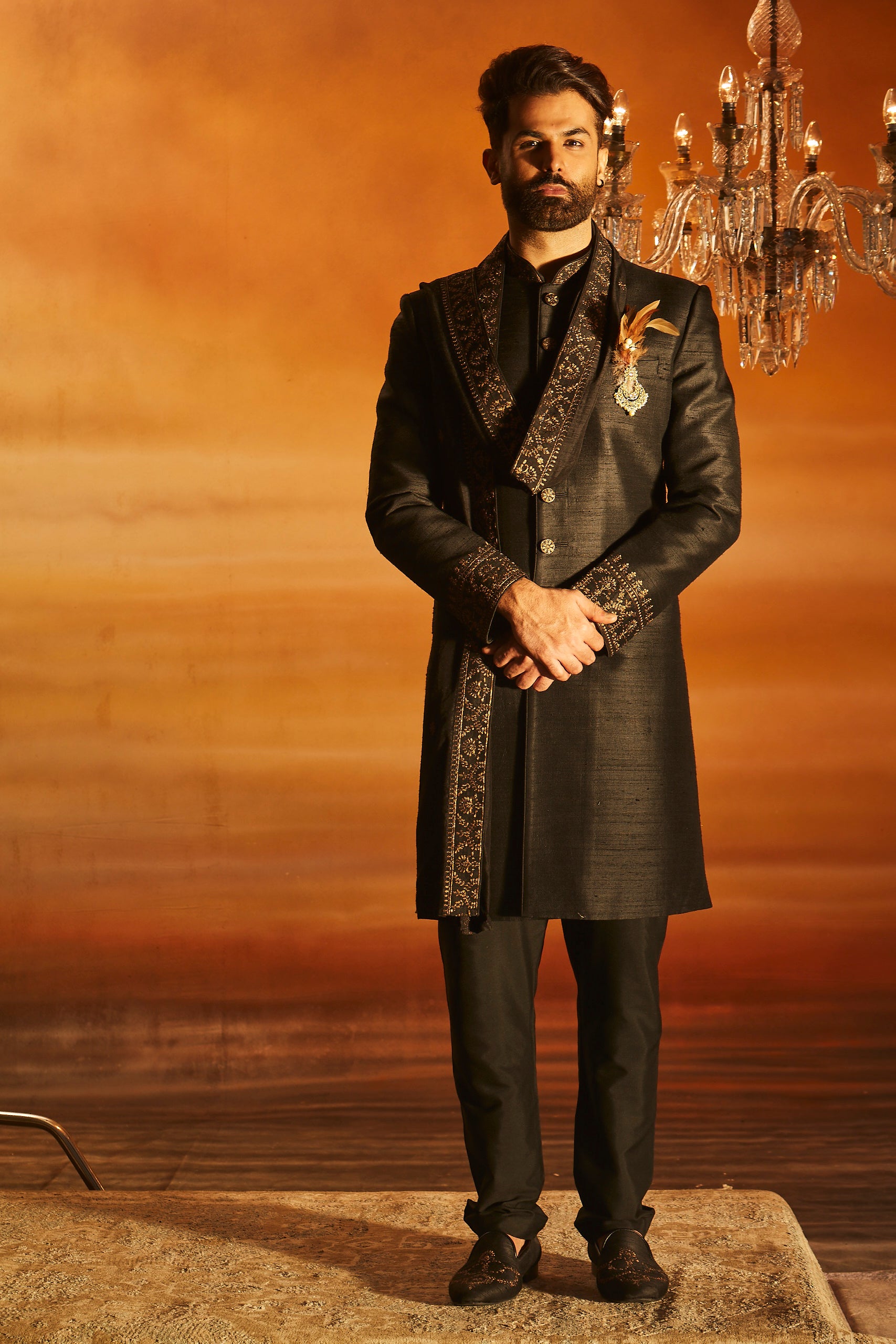 Black Sherwani set